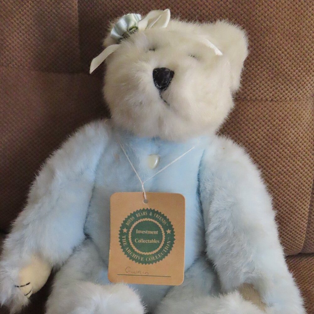 Boyds Bears GWAIN 8" Pastel Blue Plush Bear Jointed With Tags